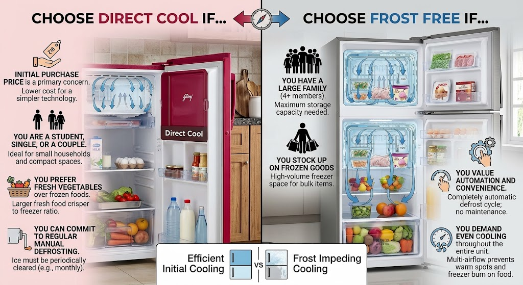 Which refrigerator should you buy Direct Cool or Frost Free