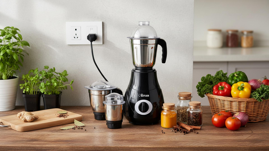 Mixer grinder connected to a household inverter-backed power supply