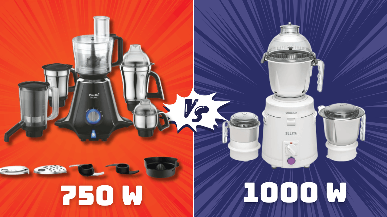 Difference Between 750W and 1000W Mixer Grinder