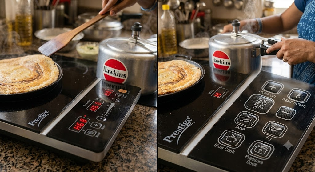Touch vs push-button induction controls