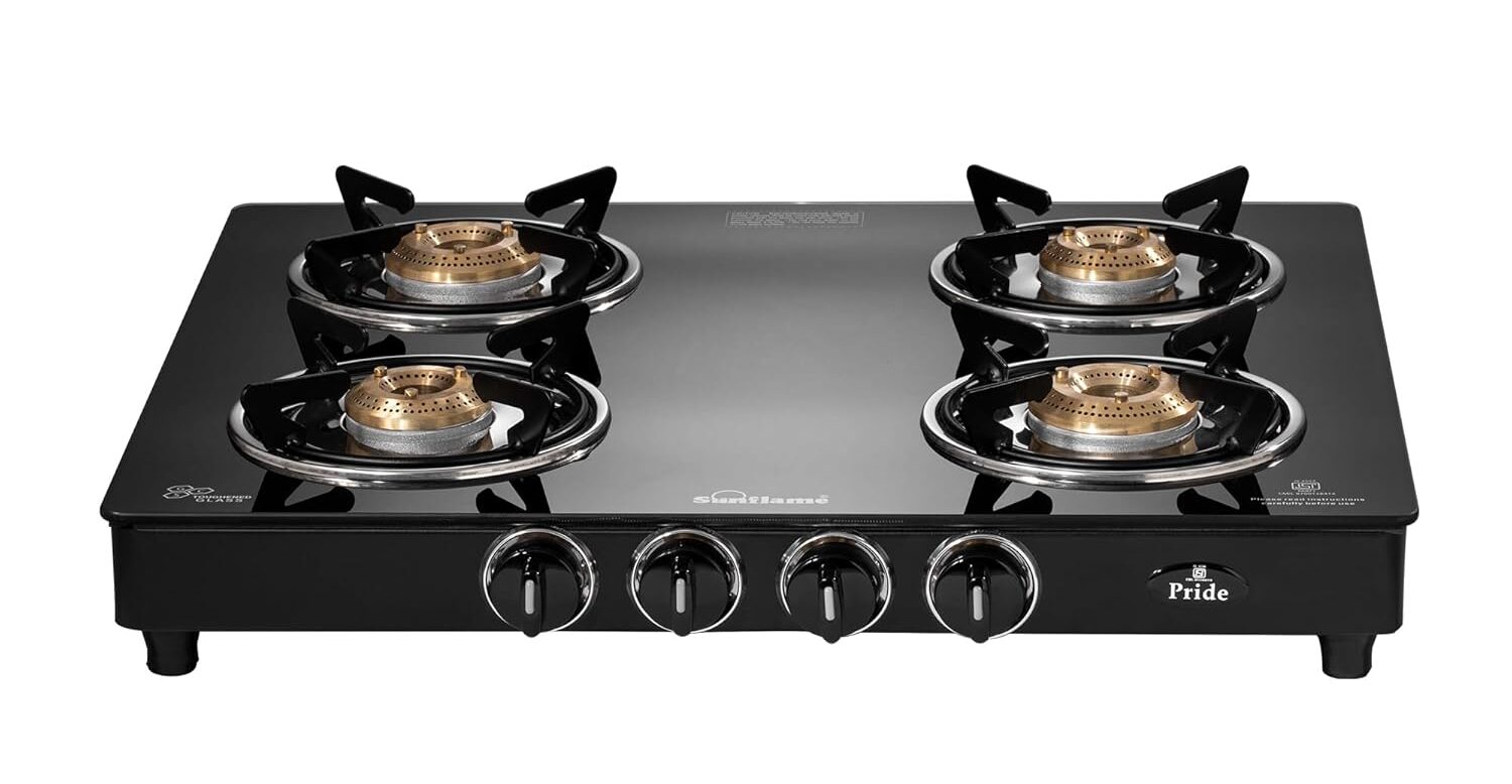 Sunflame Pride 4 Burner Glass Top Gas Stove