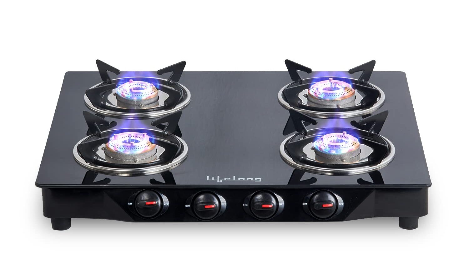 Lifelong Glass Top 4 Burner Gas Stove